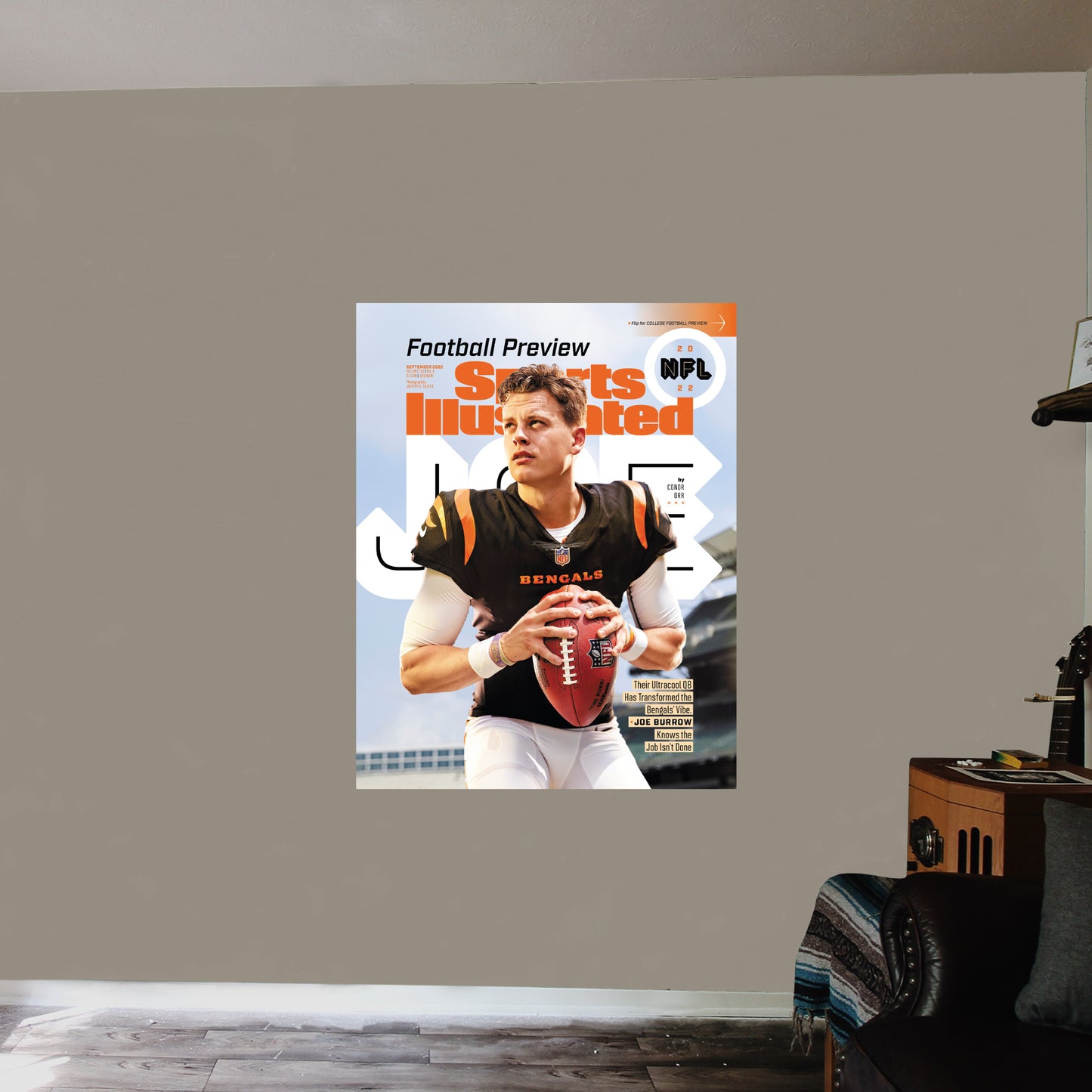 Cincinnati Bengals: Joe Burrow September 2022 Sports Illustrated Cover        - Officially Licensed NFL Removable     Adhesive Decal
