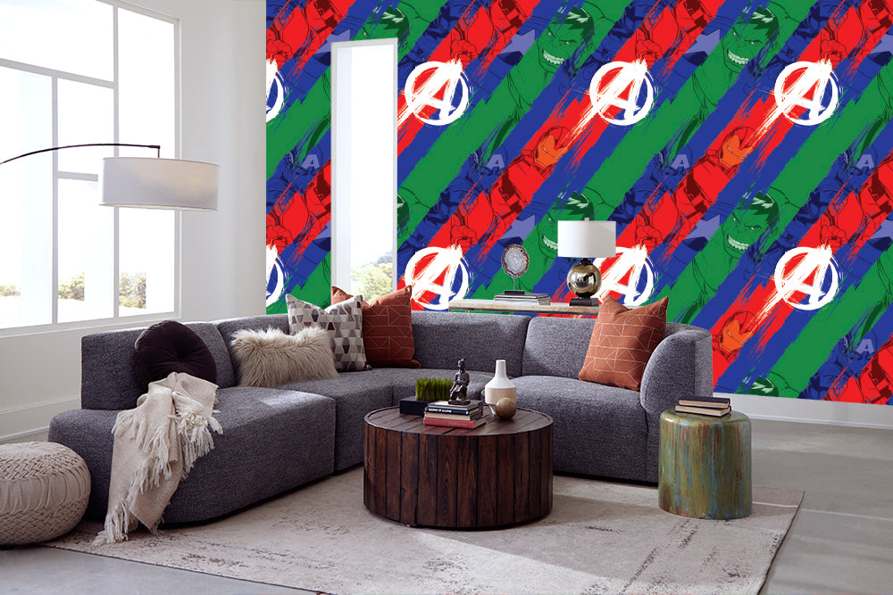 Avengers:  Streak Striped        - Officially Licensed Marvel  Peel & Stick Wallpaper