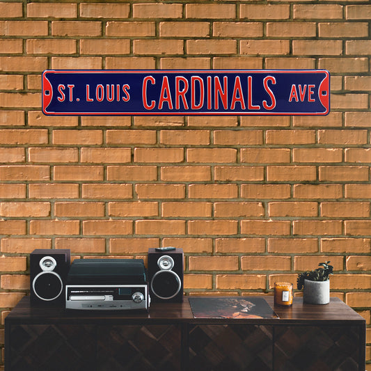St Louis Cardinals Steel Street Sign-St Louis CARDINALS AVE on Navy