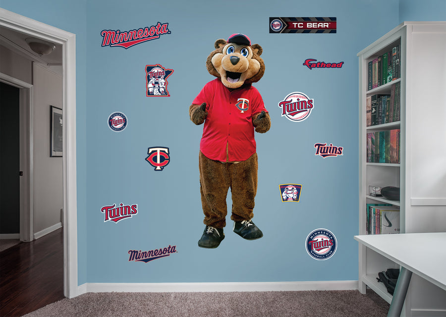 T.C. Bear - RealBig Mascot Collection - Official MLB - Minnesota Twins - Reusable Vinyl Wall Decals