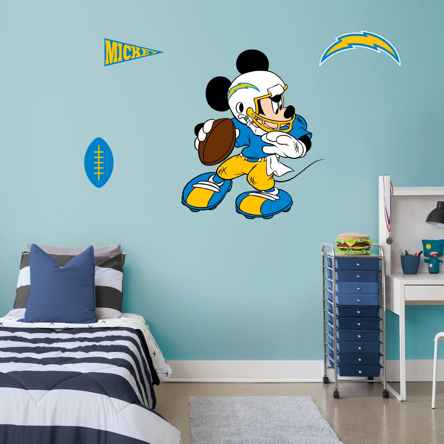 Los Angeles Chargers: Mickey Mouse 2021        - Officially Licensed NFL Removable     Adhesive Decal