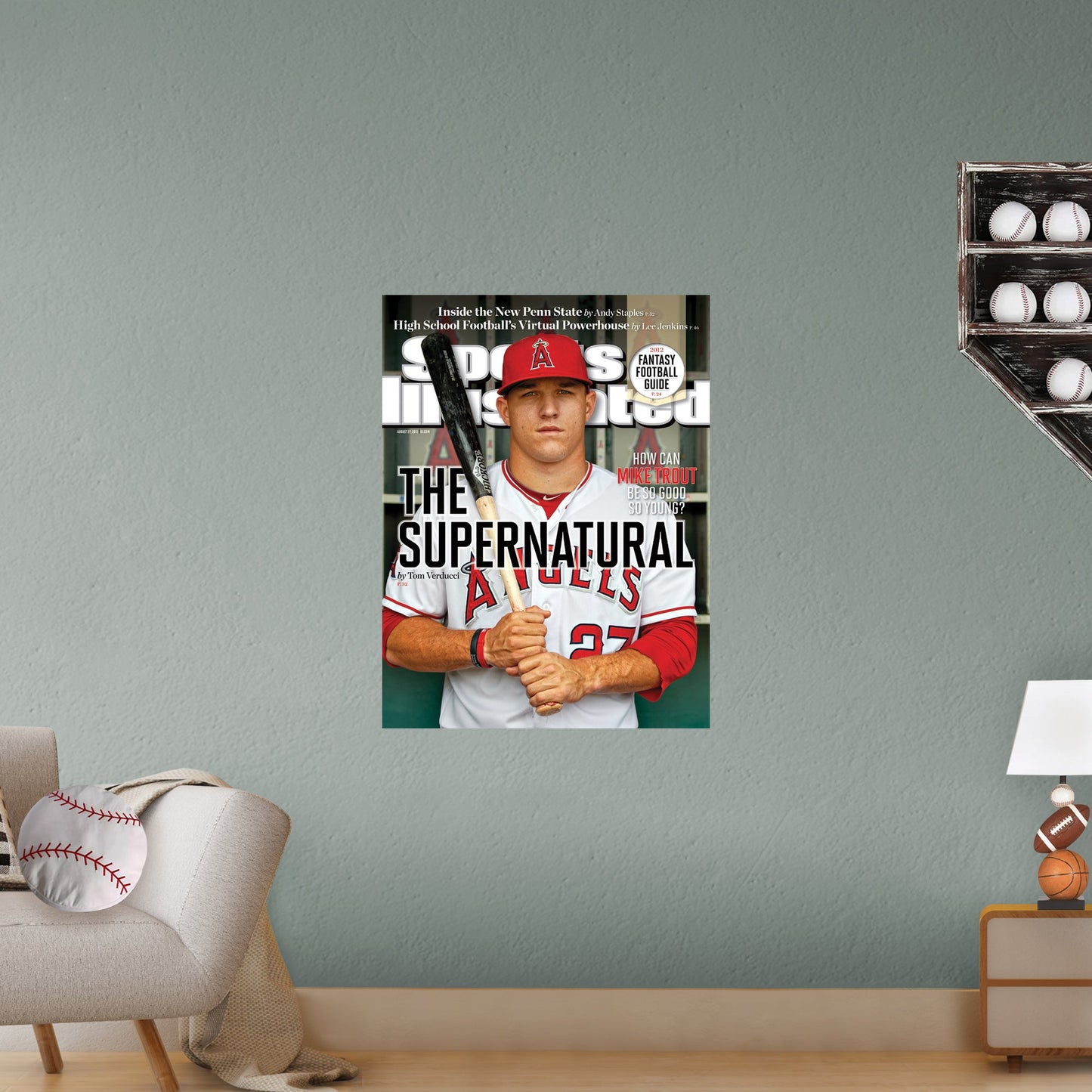 Los Angeles Angels: Mike Trout August 2012 Sports Illustrated Cover - Officially Licensed MLB Removable Adhesive Decal