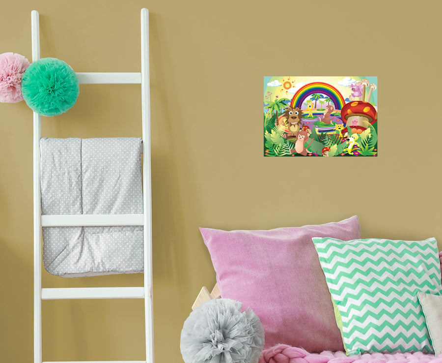 Jungle:  Rainbow Mural        -   Removable Wall   Adhesive Decal