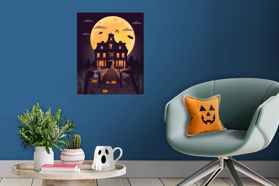Halloween:  Full Moon Mural        -   Removable Wall   Adhesive Decal