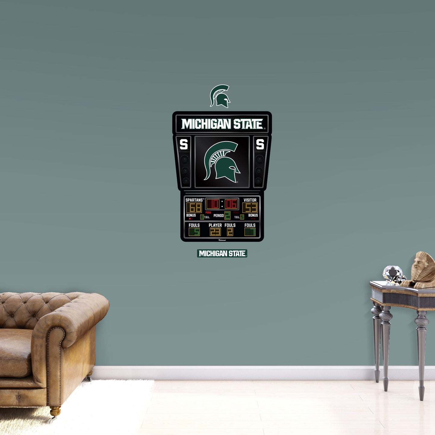 Michigan State Spartans:   Basketball Scoreboard        - Officially Licensed NCAA Removable     Adhesive Decal