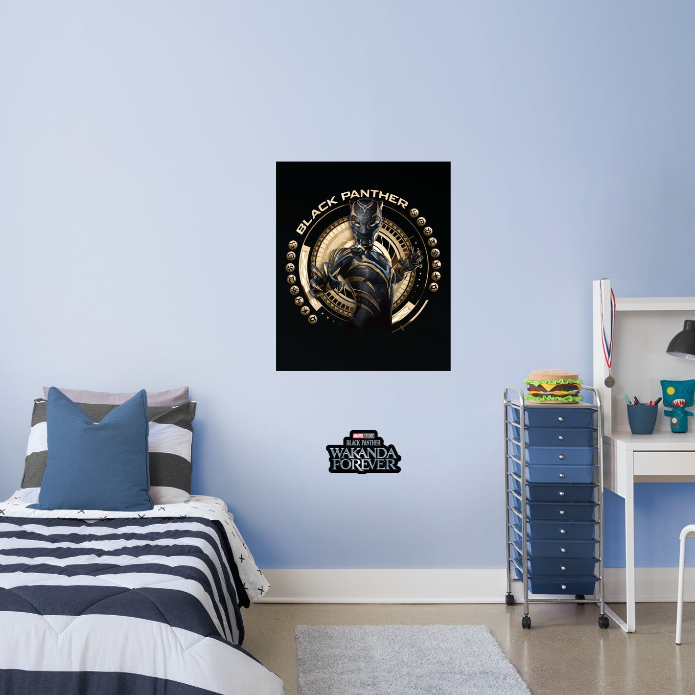Black Panther Wakanda Forever: Black Panther Gold Circle Poster - Officially Licensed Marvel Removable Adhesive Decal