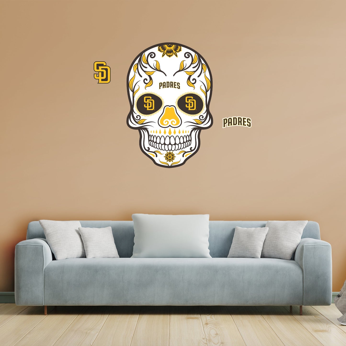 San Diego Padres: Skull - Officially Licensed MLB Removable Adhesive Decal