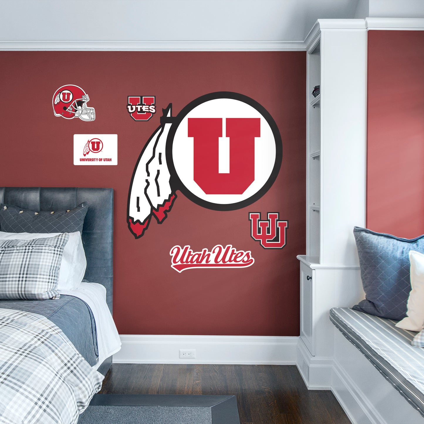 Utah Utes:   Circle and Feather Logo        - Officially Licensed NCAA Removable     Adhesive Decal