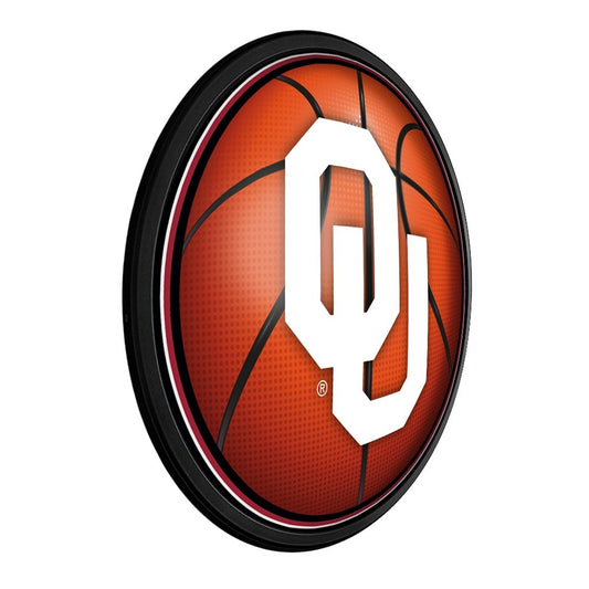 Oklahoma Sooners: Basketball - Round Slimline Lighted Wall Sign - The Fan-Brand