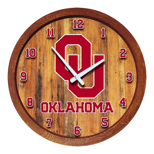 Oklahoma Sooners: "Faux" Barrel Top Wall Clock - The Fan-Brand