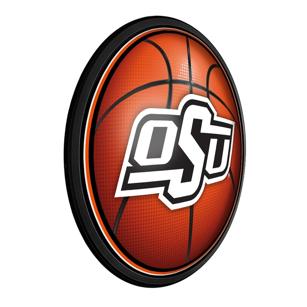 Oklahoma State Cowboys: Basketball - Round Slimline Lighted Wall Sign - The Fan-Brand