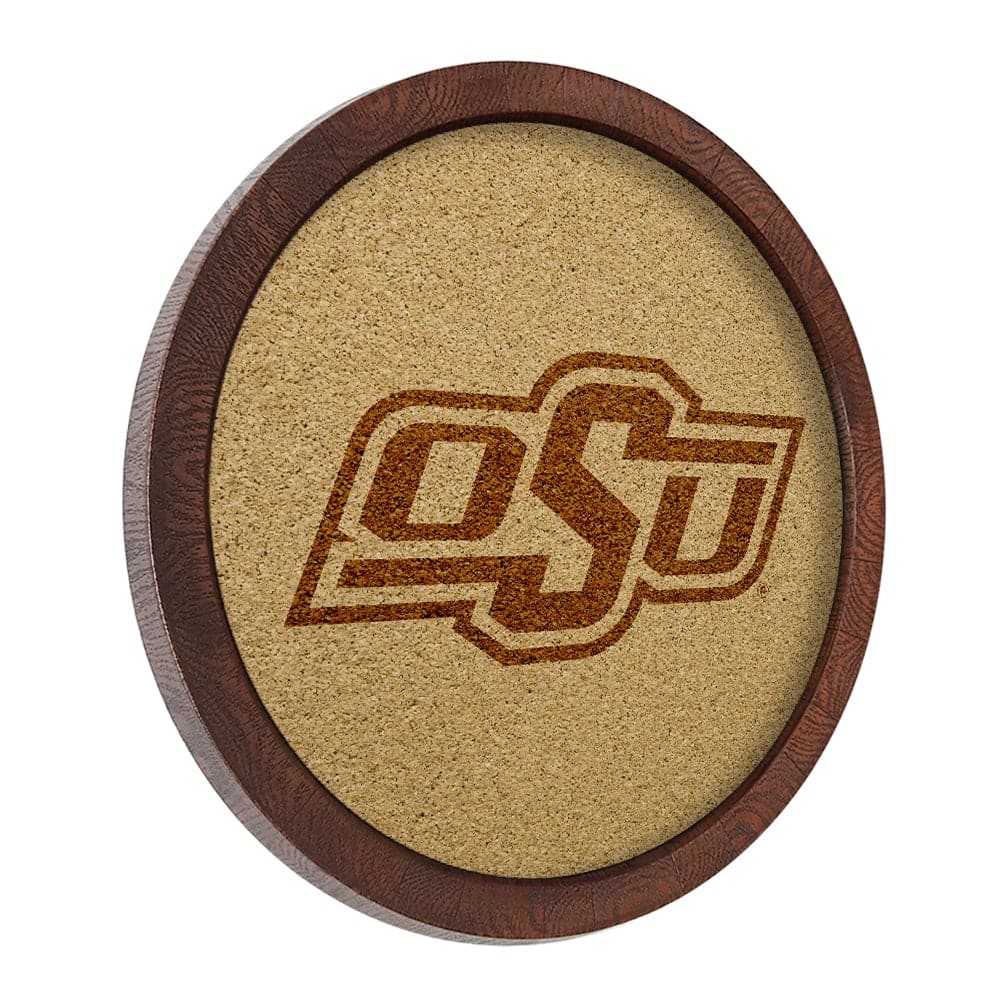 Oklahoma State Cowboys: "Faux" Barrel Framed Cork Board - The Fan-Brand