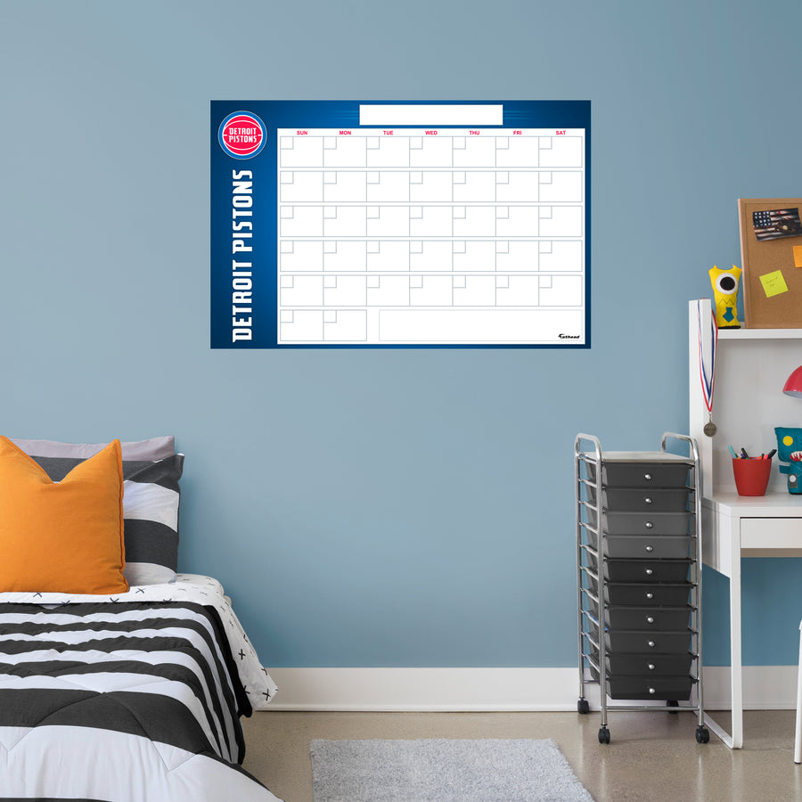 Detroit Pistons - Dry Erase Calendar - Official NBA - Reusable Vinyl Wall Decal