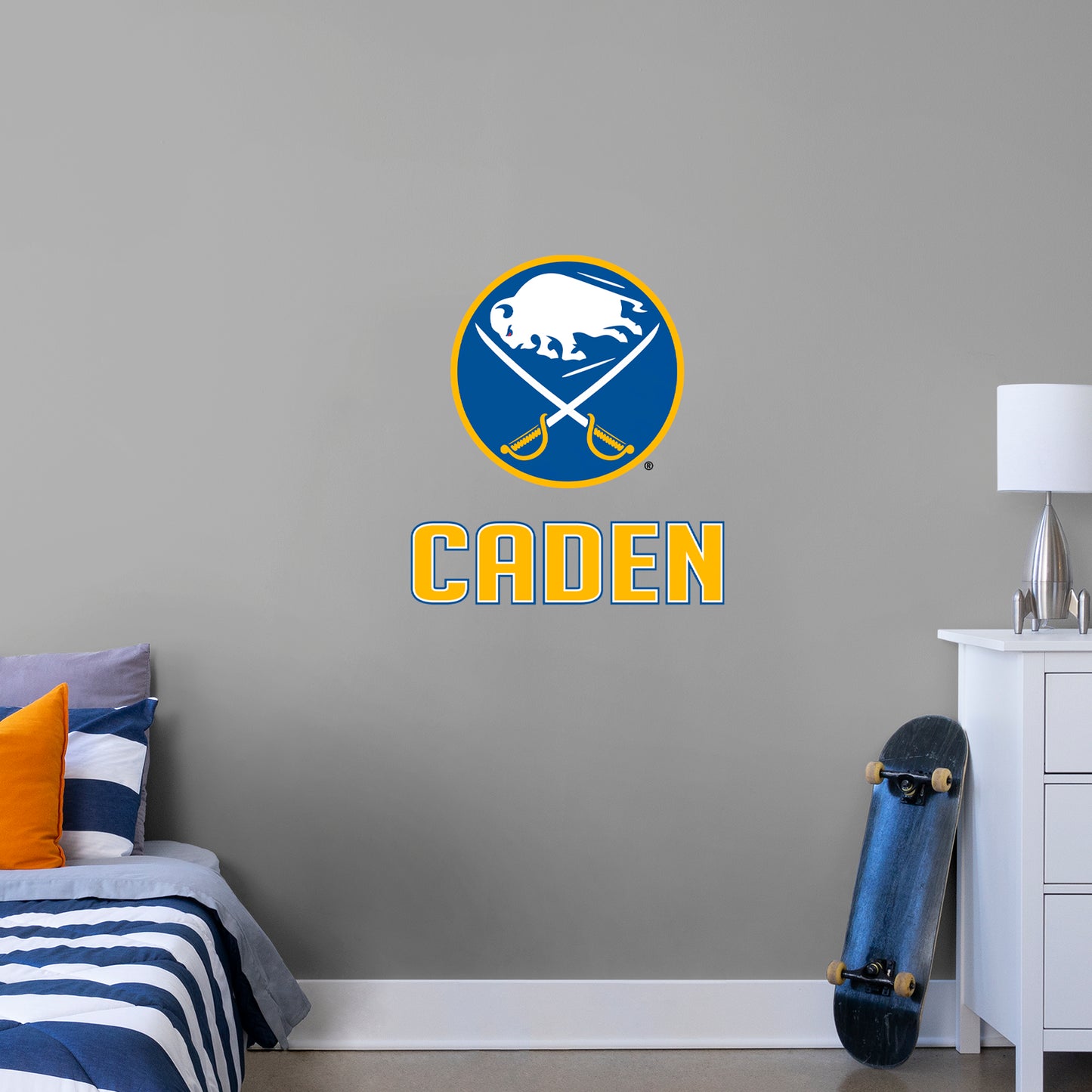 Buffalo Sabres 2020 Stacked Personalized Name Yellow Text PREMASK Officially Licensed NHL Removable Wall Decal