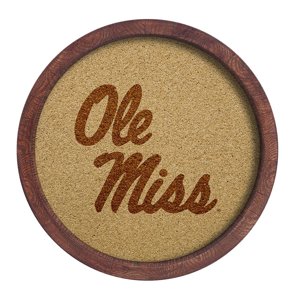 Ole Miss Rebels: "Faux" Barrel Framed Cork Board - The Fan-Brand