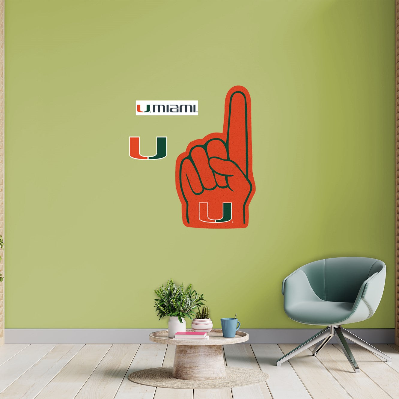 Miami Hurricanes: Foam Finger - Officially Licensed NCAA Removable Adhesive Decal