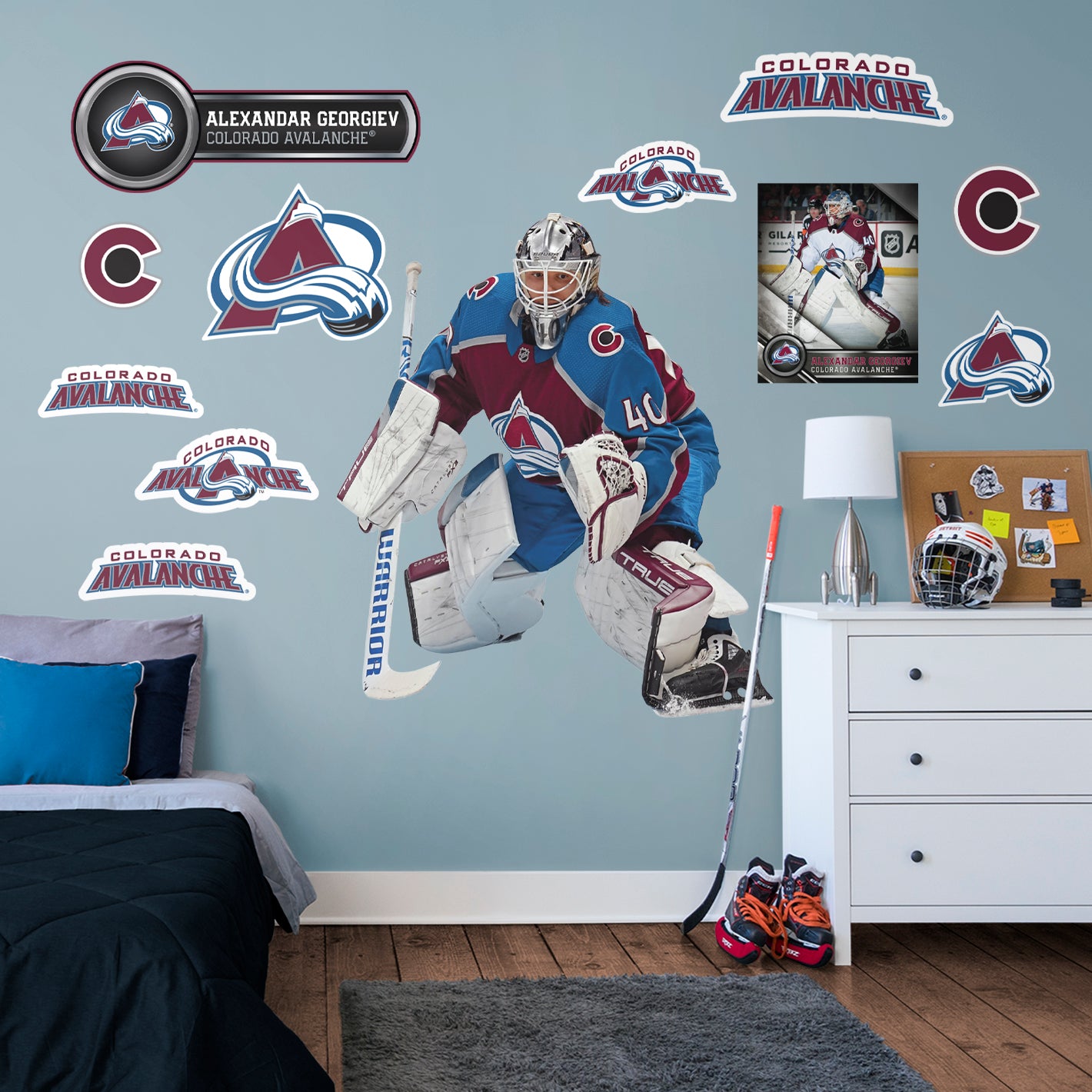 Colorado Avalanche: Alexandar Georgiev         - Officially Licensed NHL Removable     Adhesive Decal