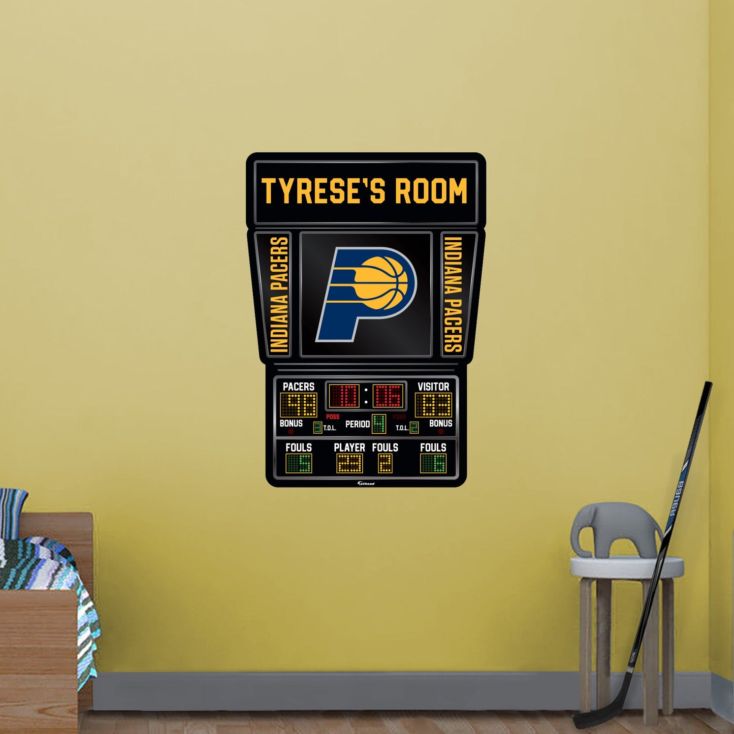 Indiana Pacers:   Scoreboard Personalized Name        - Officially Licensed NBA Removable     Adhesive Decal