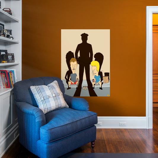 Beavis & Butt-Head: Beavis & Butt-Head Police Shadow Poster - Officially Licensed Paramount Removable Adhesive Decal