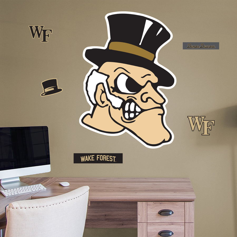 Wake Forest Demon Deacons - RealBig Deacon Head Logo Collection - Official NCAA - Reusable Vinyl Wall Decals