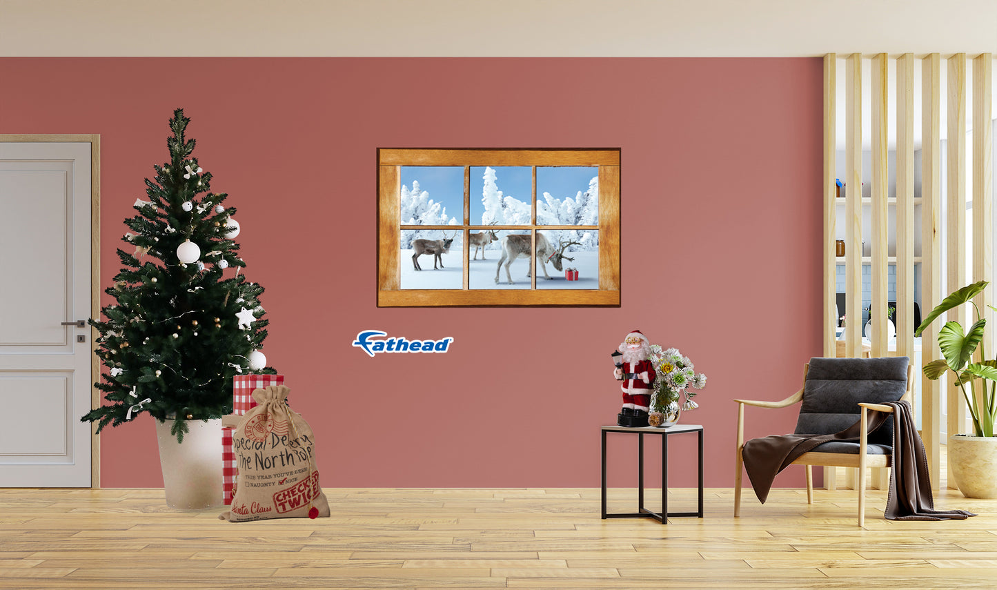 Christmas:  Three Reindeers Instant Windows        -   Removable     Adhesive Decal