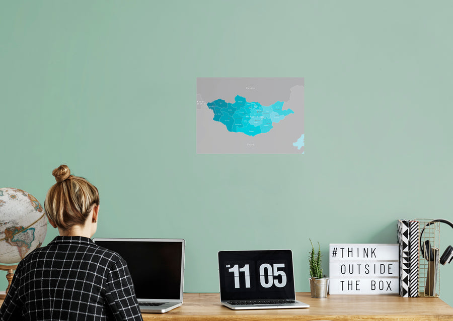 Maps of Asia: Mongolia Mural        -   Removable Wall   Adhesive Decal