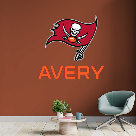 Tampa Bay Buccaneers:   Stacked Personalized Name Orange Text PREMASK        - Officially Licensed NFL Removable     Adhesive Decal
