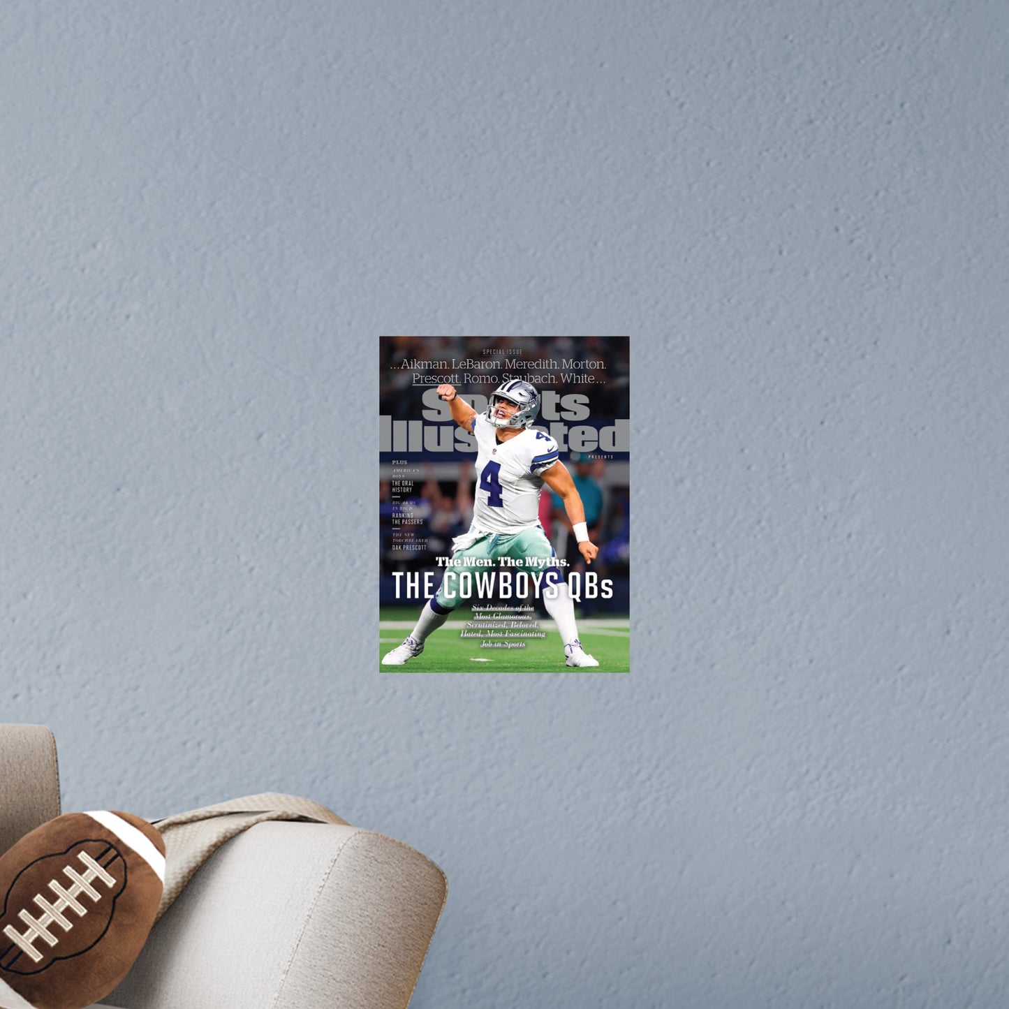 Dallas Cowboys: Dak Prescott August 2017 Sports Illustrated Cover - Officially Licensed NFL Removable Adhesive Decal