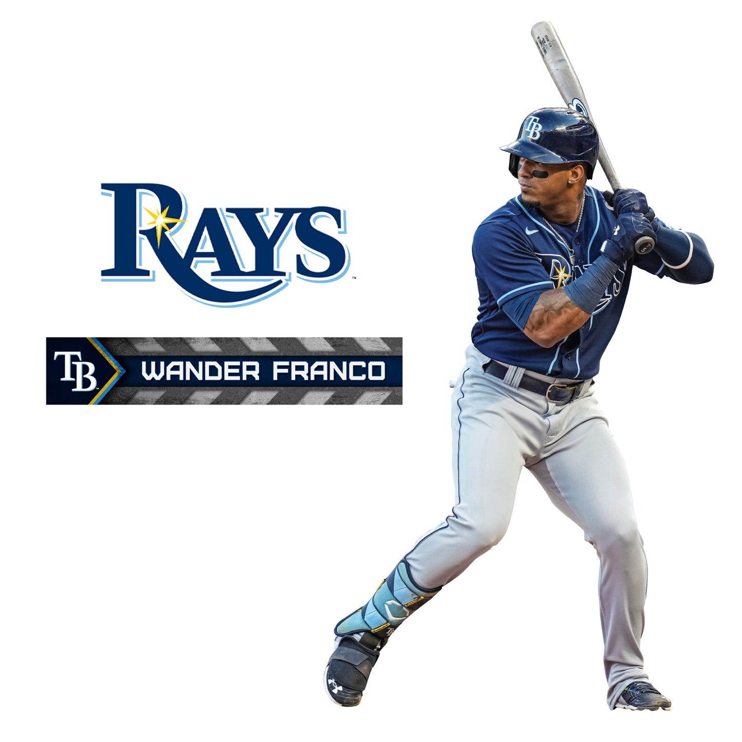 Tampa Bay Rays: Wander Franco 2021 - MLB Removable Adhesive Wall Decal Giant Athlete +2 Wall Decals 26W x 51H