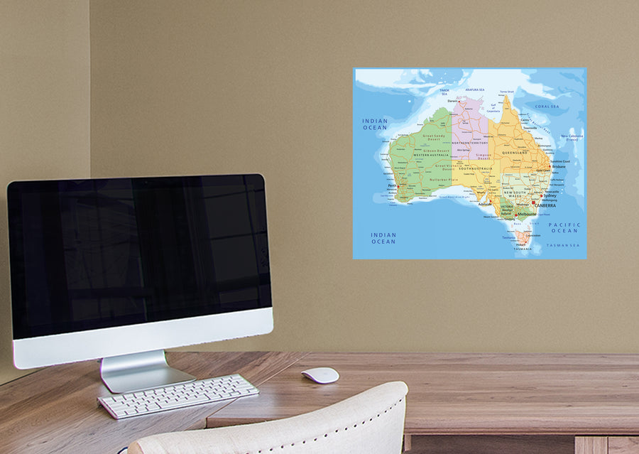 Maps: Australia Complex Map Mural        -   Removable Wall   Adhesive Decal