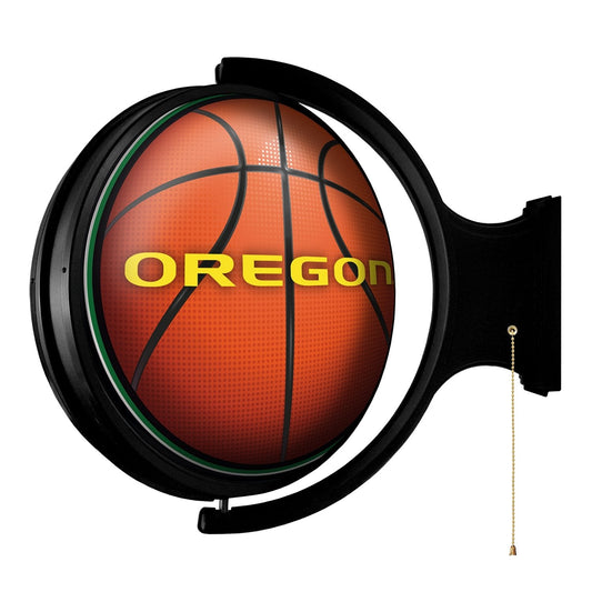 Oregon Ducks: Basketball - Original Round Rotating Lighted Wall Sign - The Fan-Brand