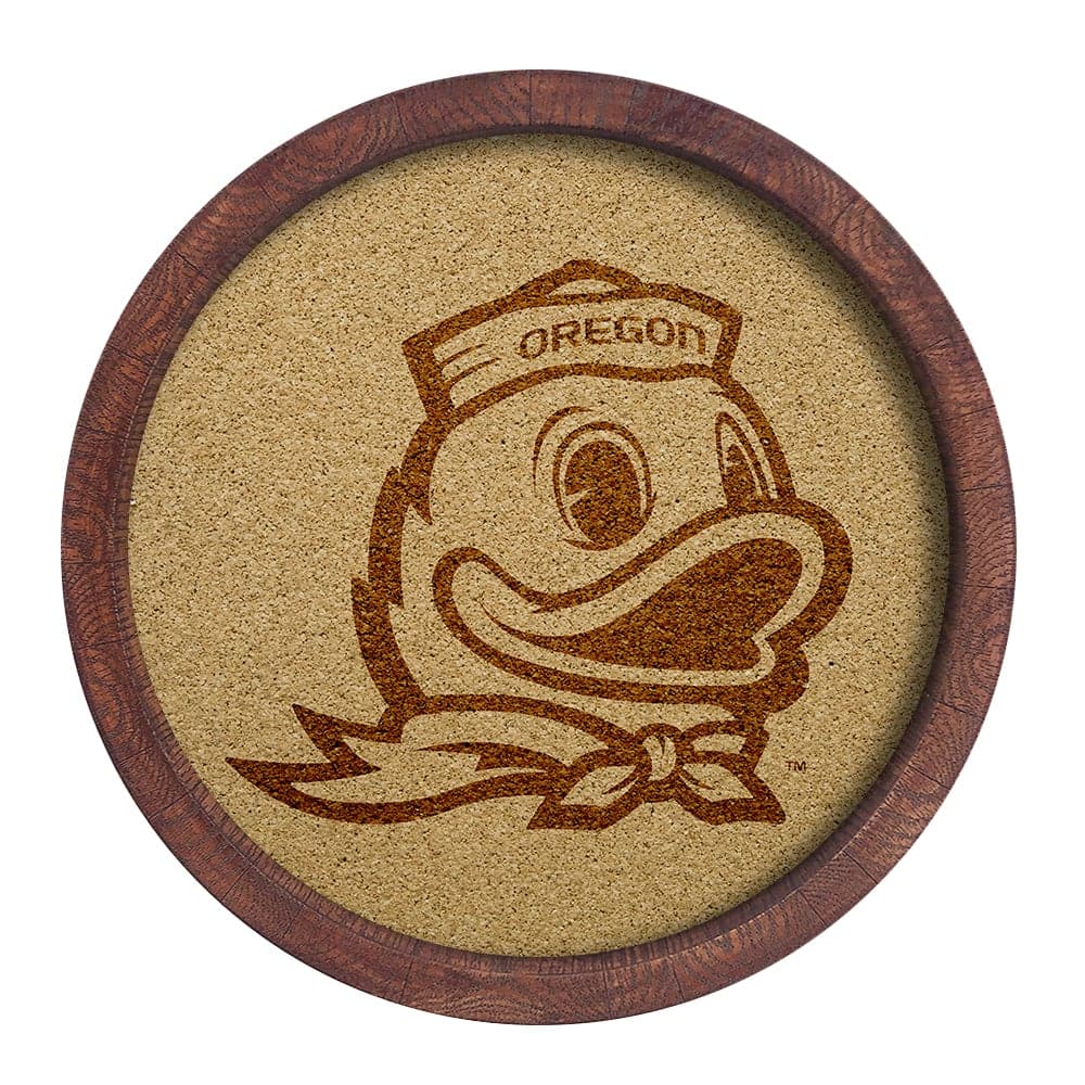 Oregon Ducks: Mascot - "Faux" Barrel Framed Cork Board - The Fan-Brand