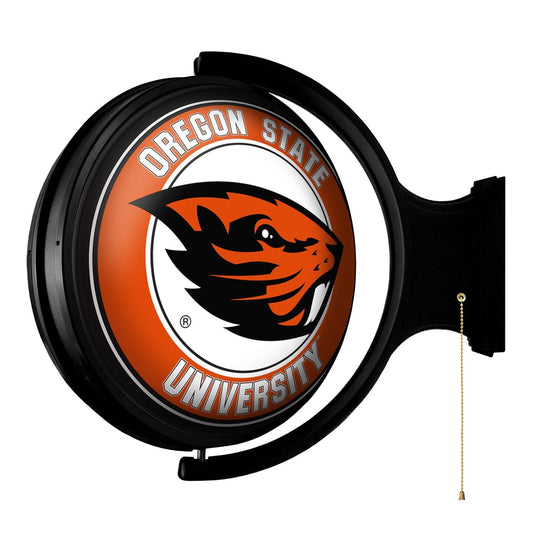 Oregon State Beavers: Original Round Rotating Lighted Wall Sign - The Fan-Brand