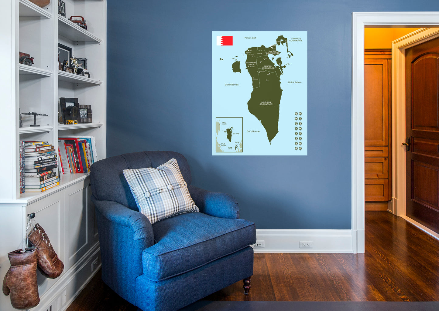 Maps of Asia: Bahrain Mural        -   Removable Wall   Adhesive Decal