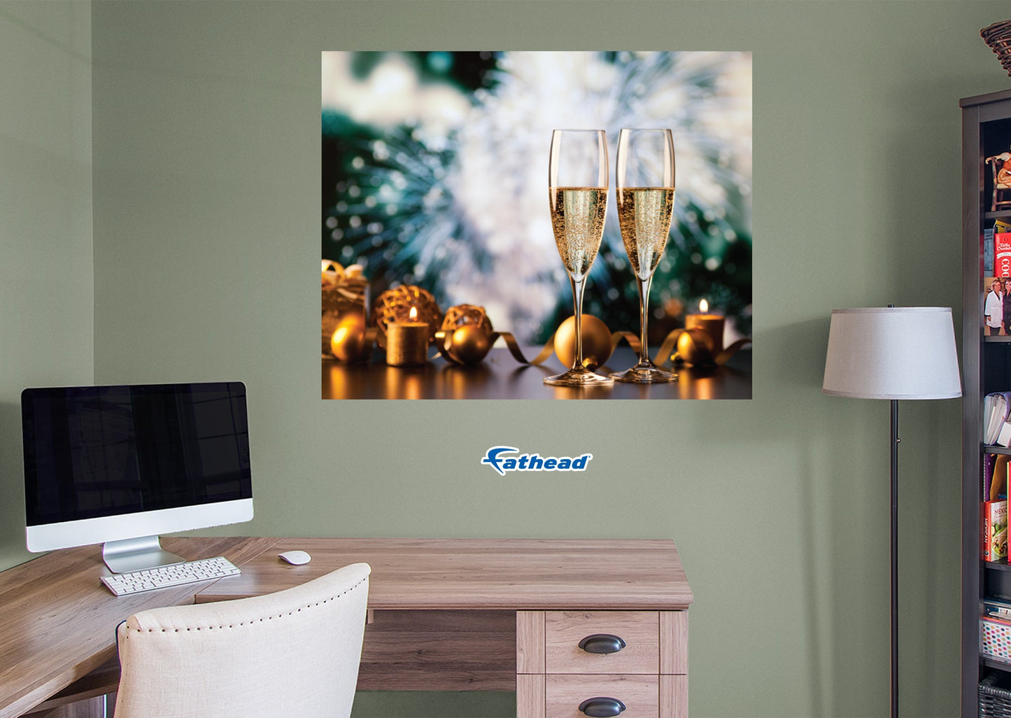New Year: Champagne Glasses Poster - Removable Adhesive Decal