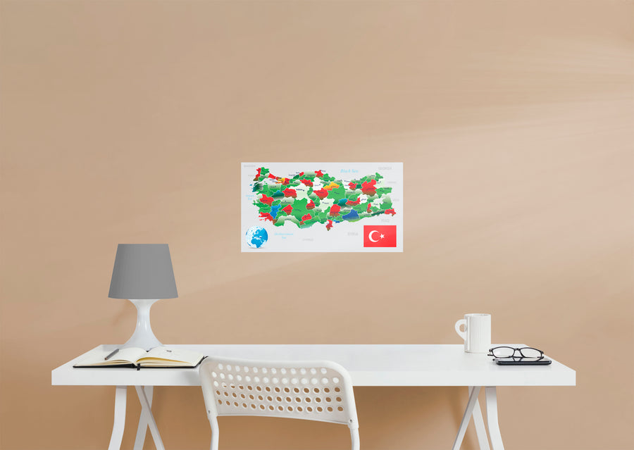 Maps of Asia: Turkey Mural        -   Removable Wall   Adhesive Decal
