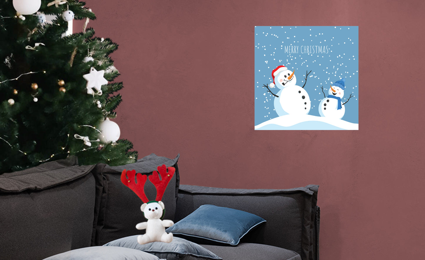 Seasons Decor: Winter Snowman Mural        -   Removable     Adhesive Decal