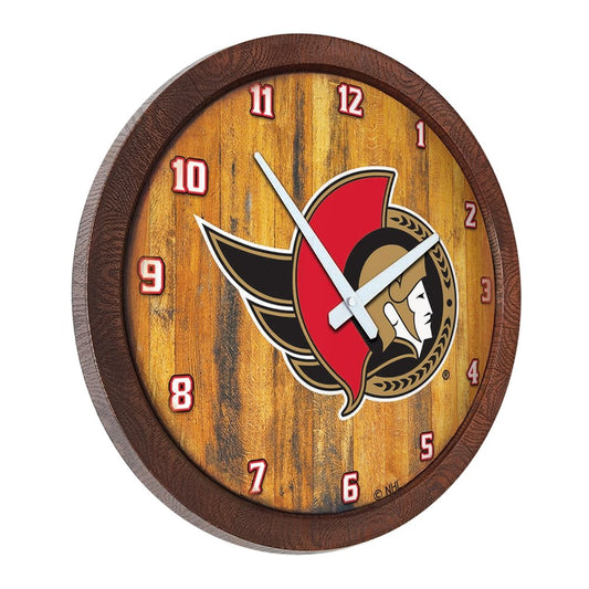 Ottawa Senators: "Faux" Barrel Top Wall Clock - The Fan-Brand