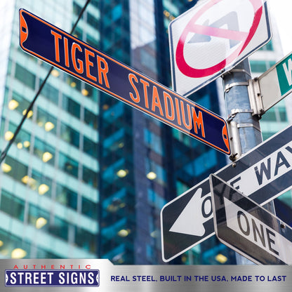 Detroit Tigers Steel Street Sign-TIGER STADIUM