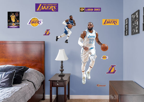 LeBron James for Los Angeles Lakers: Black Jersey - NBA Removable Wall Decal Life-Size Athlete + 2 Wall Decals 45W x 78H