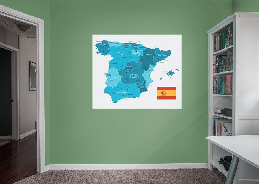 Maps of Europe: Spain Mural        -   Removable Wall   Adhesive Decal