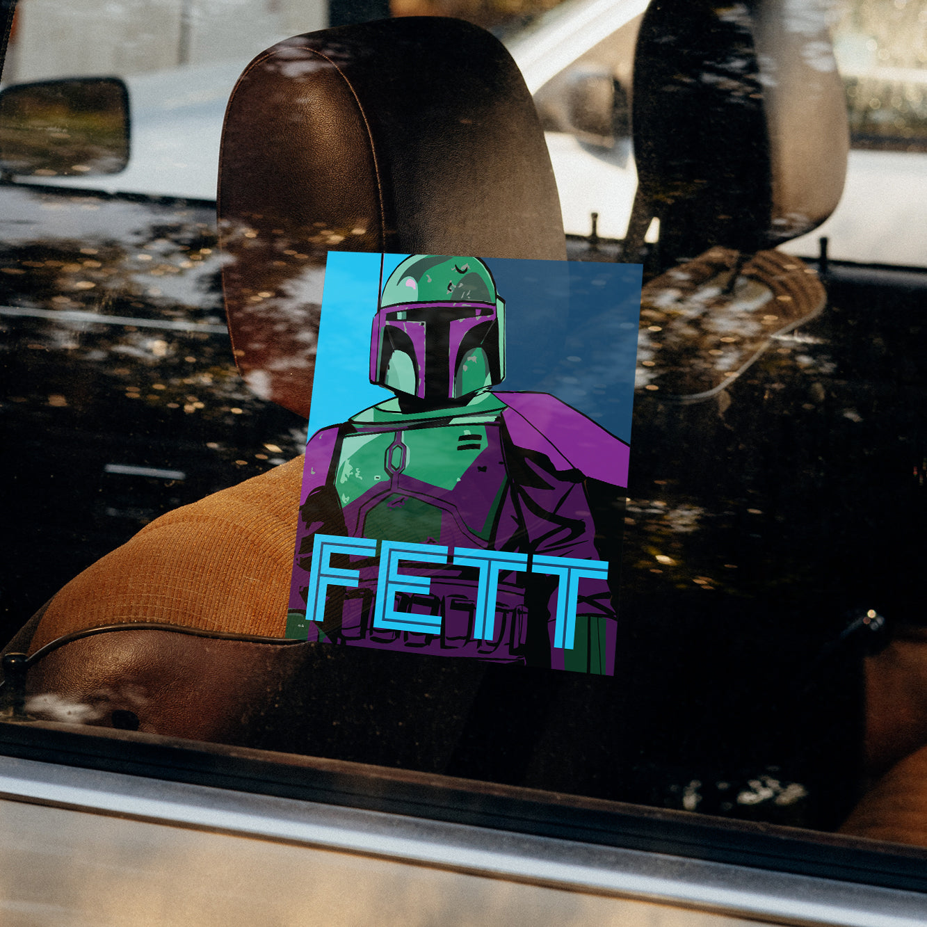 Boba Fett FETT Pop Art Window Cling - Officially Licensed Star Wars Removable Window Static Decal