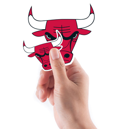 Sheet of 5 -Chicago Bulls:  2021 Logos Mini        - Officially Licensed NBA Removable Wall   Adhesive Decal