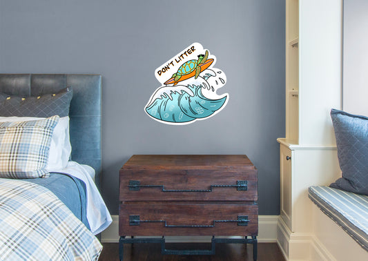 Don't Litter Sea Turtle        - Officially Licensed Big Moods Removable     Adhesive Decal