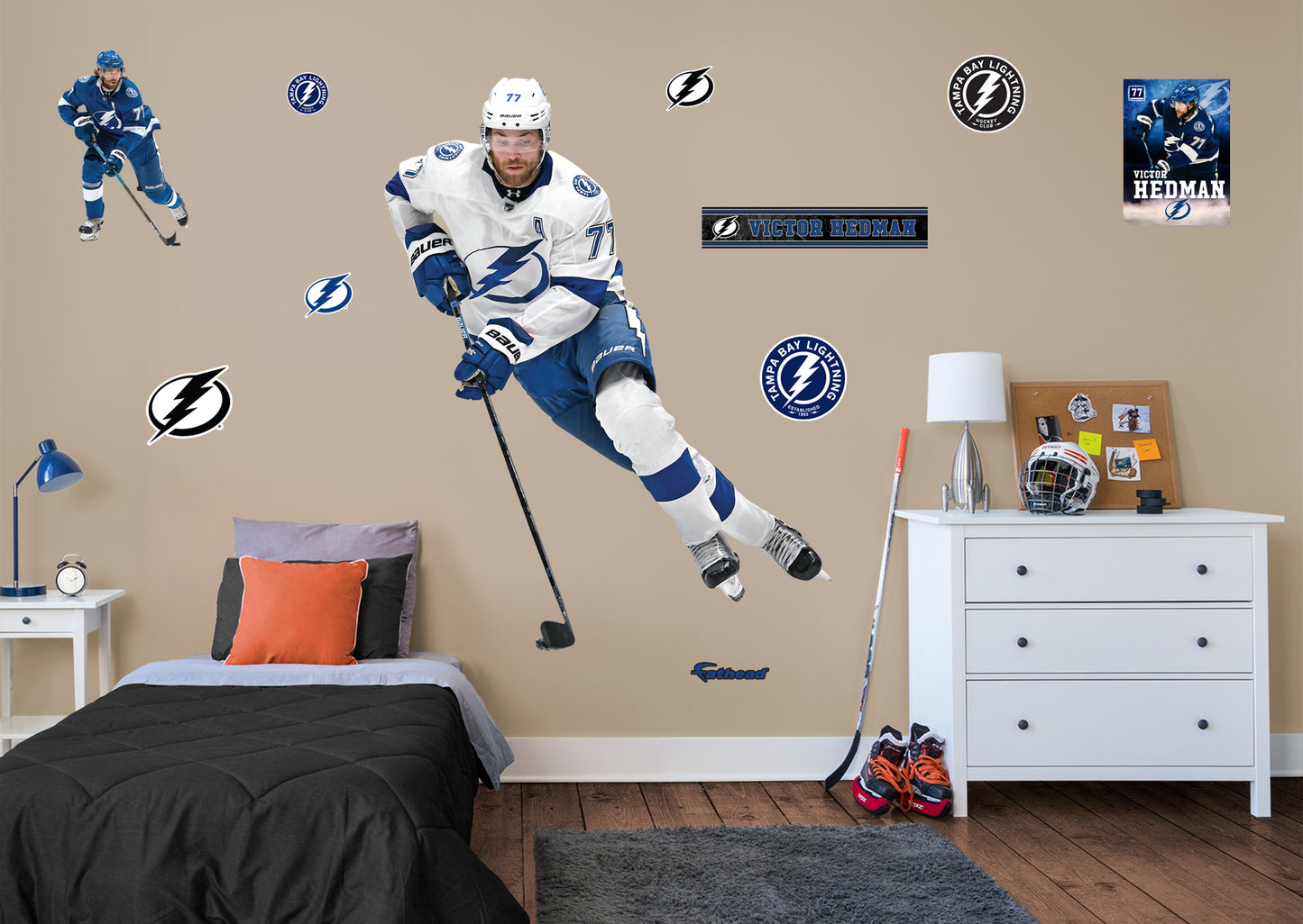 Tampa Bay Lightning: Victor Hedman         - Officially Licensed NHL Removable Wall   Adhesive Decal