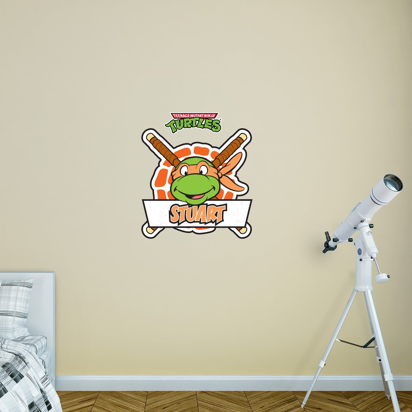 Teenage Mutant Ninja Turtles: Michelangelo Shell Badge Personalized Name Icon - Officially Licensed Nickelodeon Removable Adhesive Decal