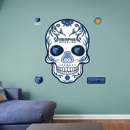 Memphis Grizzlies: Skull - Officially Licensed NBA Removable Adhesive Decal
