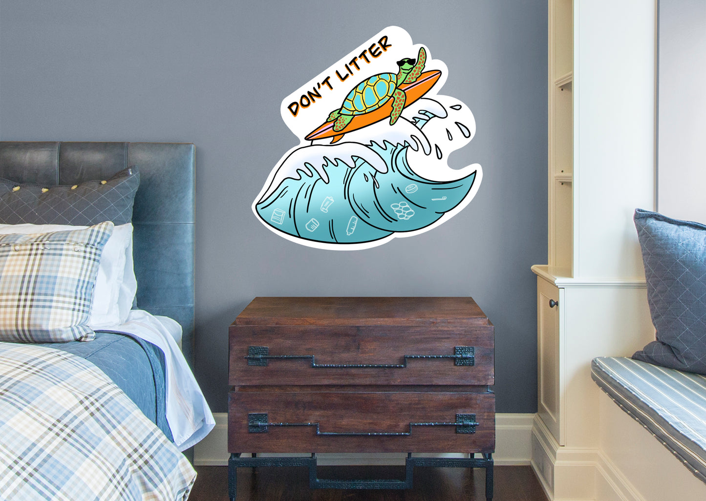Don't Litter Sea Turtle        - Officially Licensed Big Moods Removable     Adhesive Decal