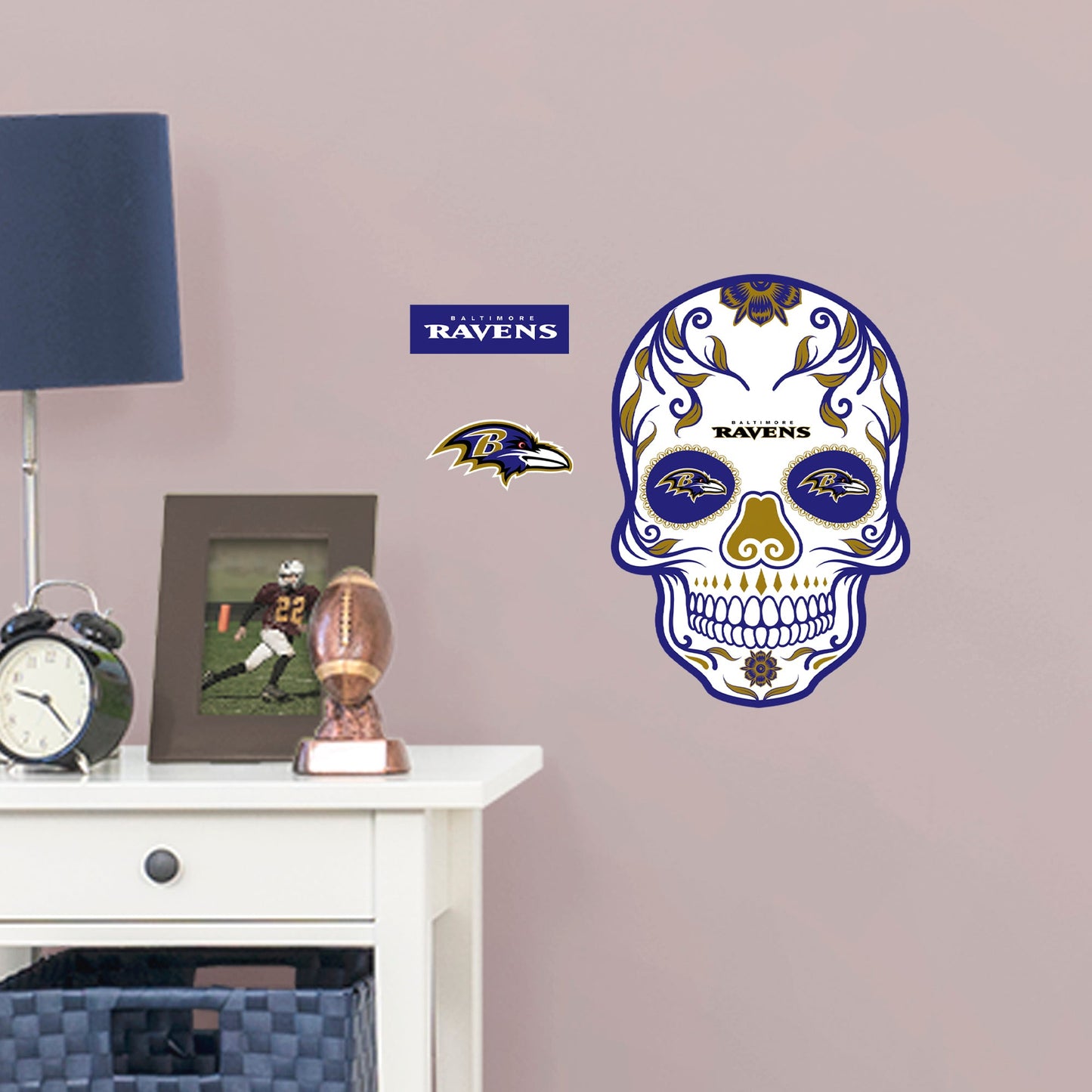 Baltimore Ravens: Skull - Officially Licensed NFL Removable Adhesive Decal