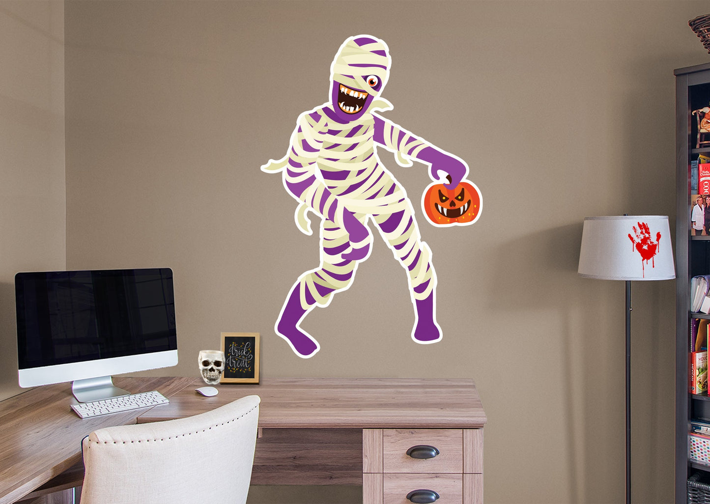Halloween:  Mummy with Pumpkin Icon        -   Removable     Adhesive Decal